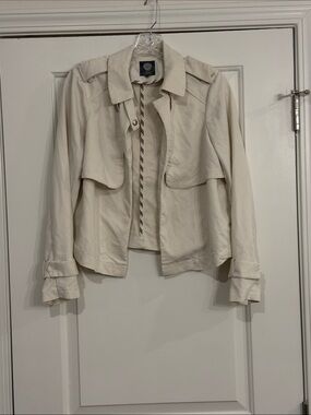 Vince Camuto Cream Short Trench Jacket